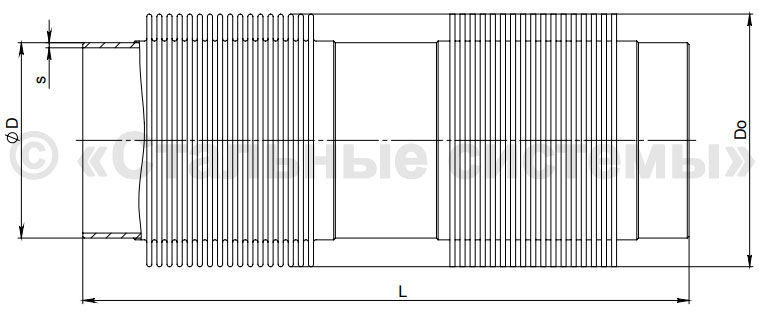 Рабочий чертеж компенсатора сильфонного универсального КСУ